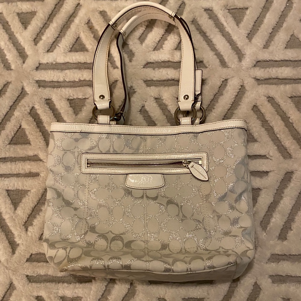 Coach purse with metallic
